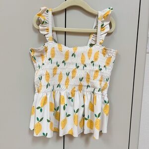 HANNA ANDERSSON Lemon smocked swim top tank peplum sz US 12 / 150cm